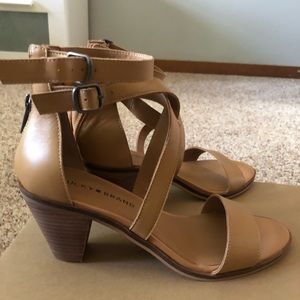 Lucky Brand Ressia Leather Strappy Cone Heel Sandals